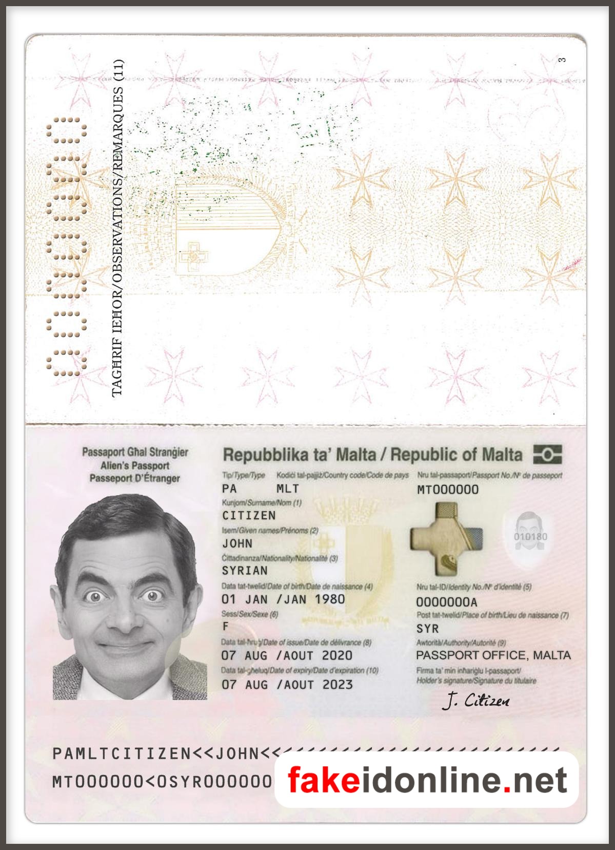 Malta Passport Template PSD